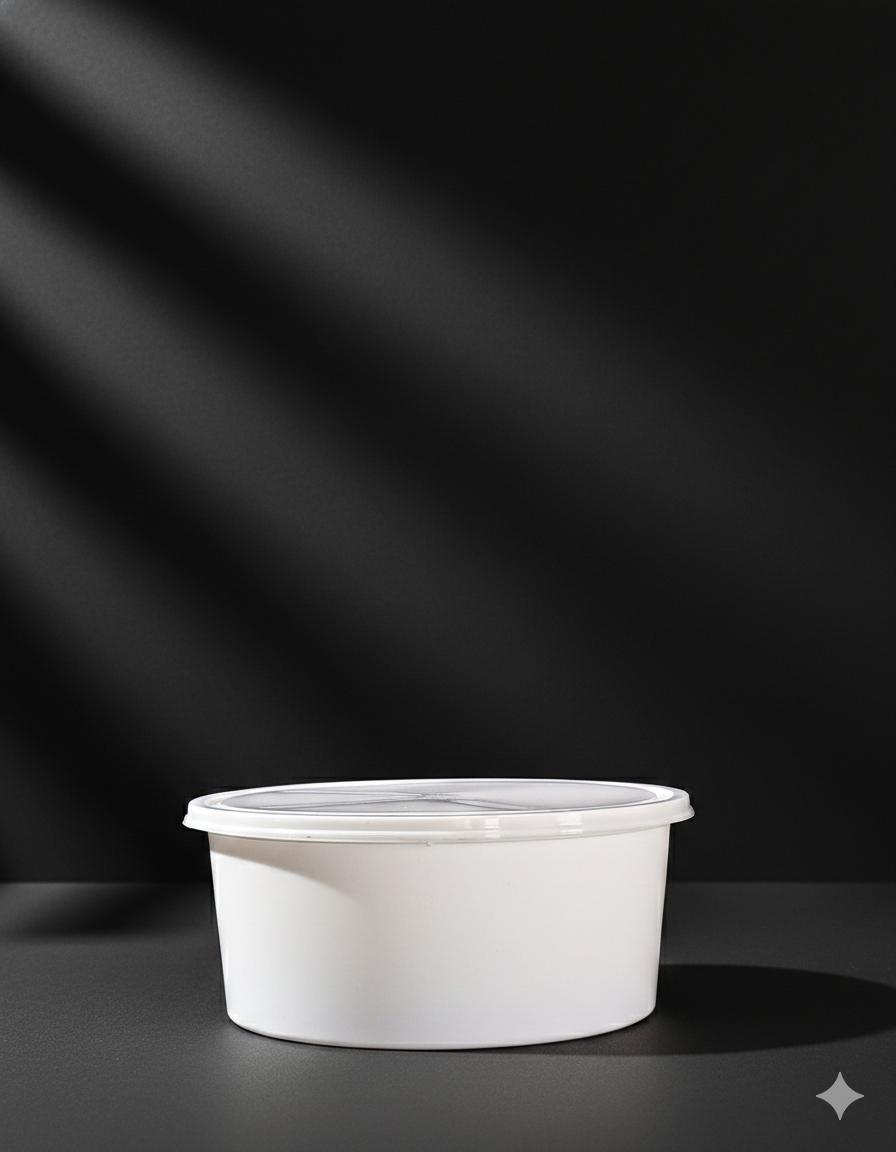 Round Container  100 ML   Milky  + Milky lid